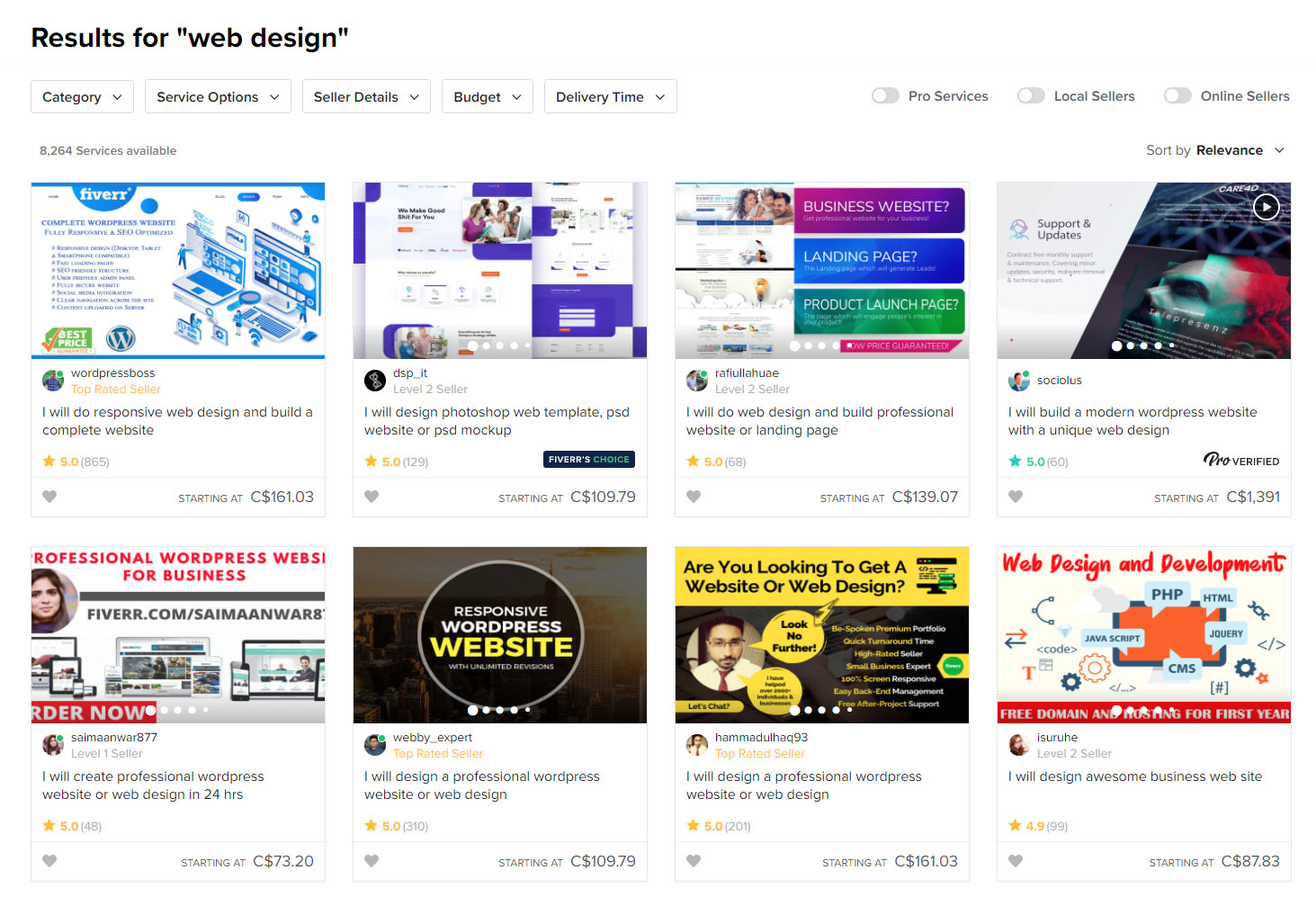 fiverr search web-design